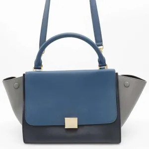 Celine blue Navy Leather Handbag Shoulder Bag (Pre-Owned)