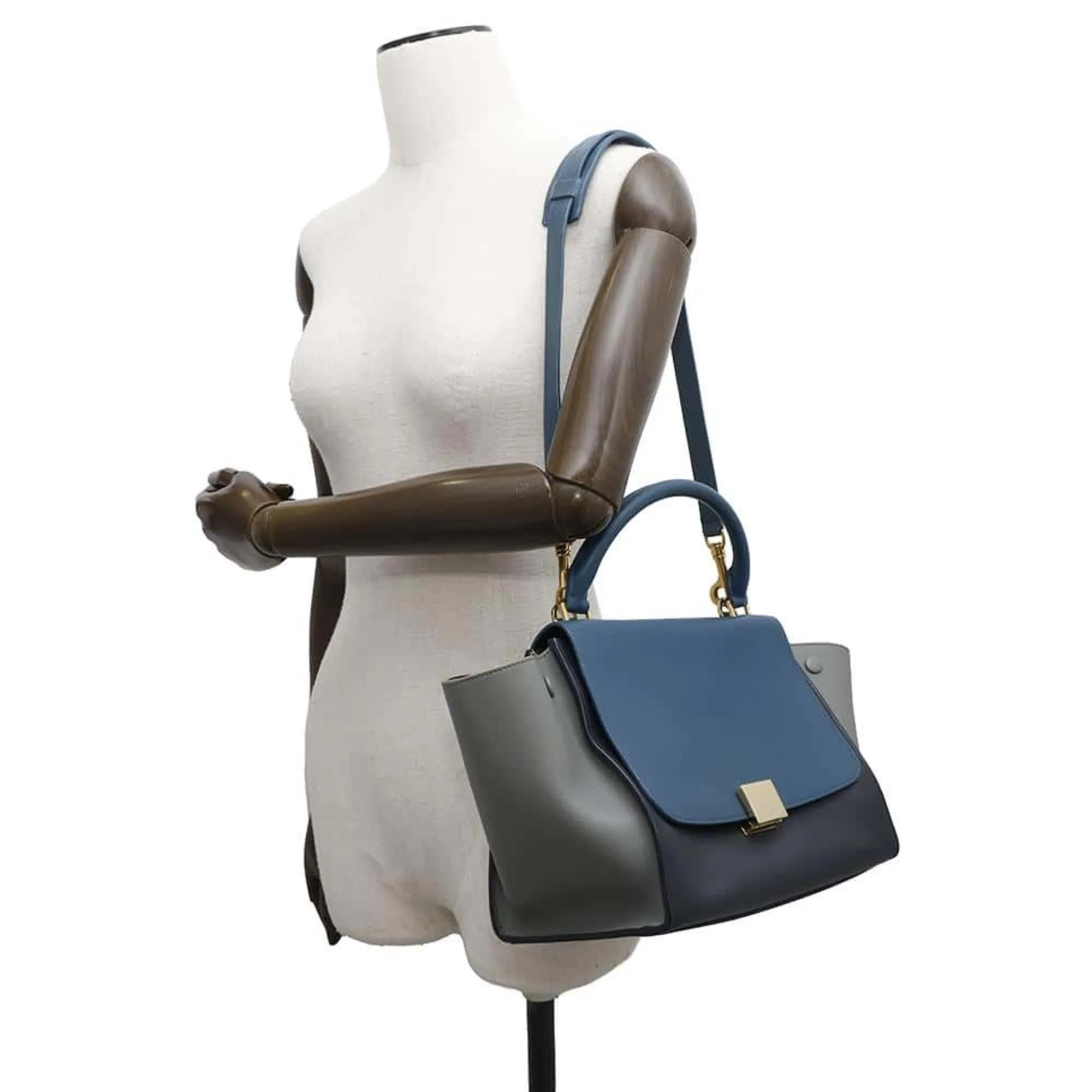 Celine blue Navy Leather Handbag Shoulder Bag (Pre-Owned)