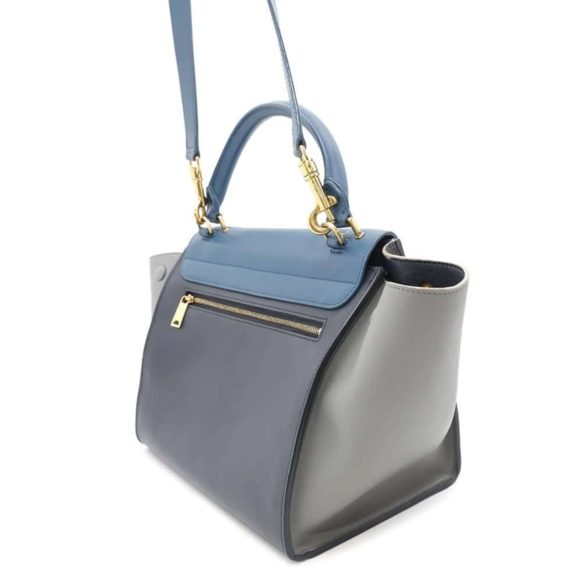 Celine blue Navy Leather Handbag Shoulder Bag (Pre-Owned)