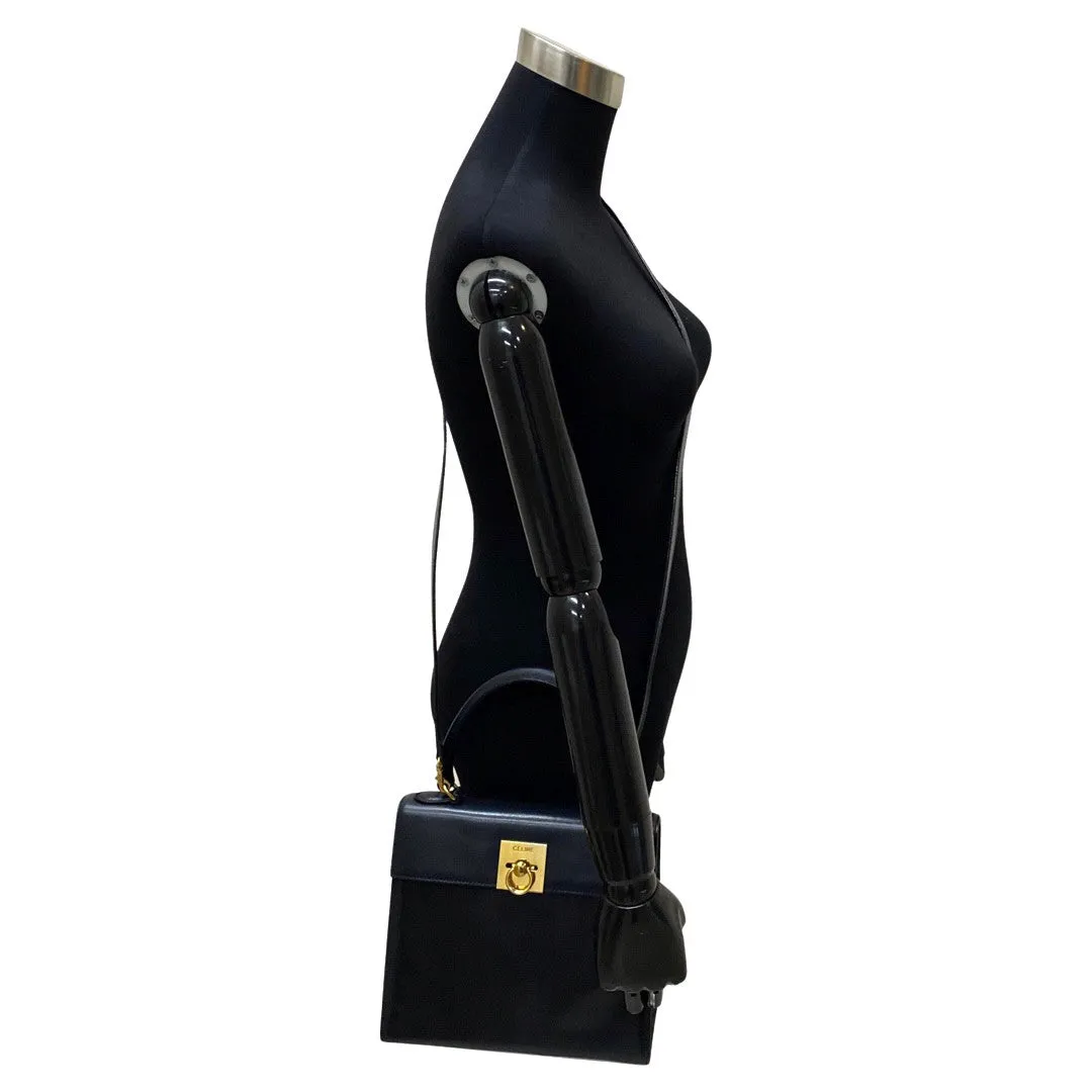 CELINE Shoulder Bag Calfskin Navy