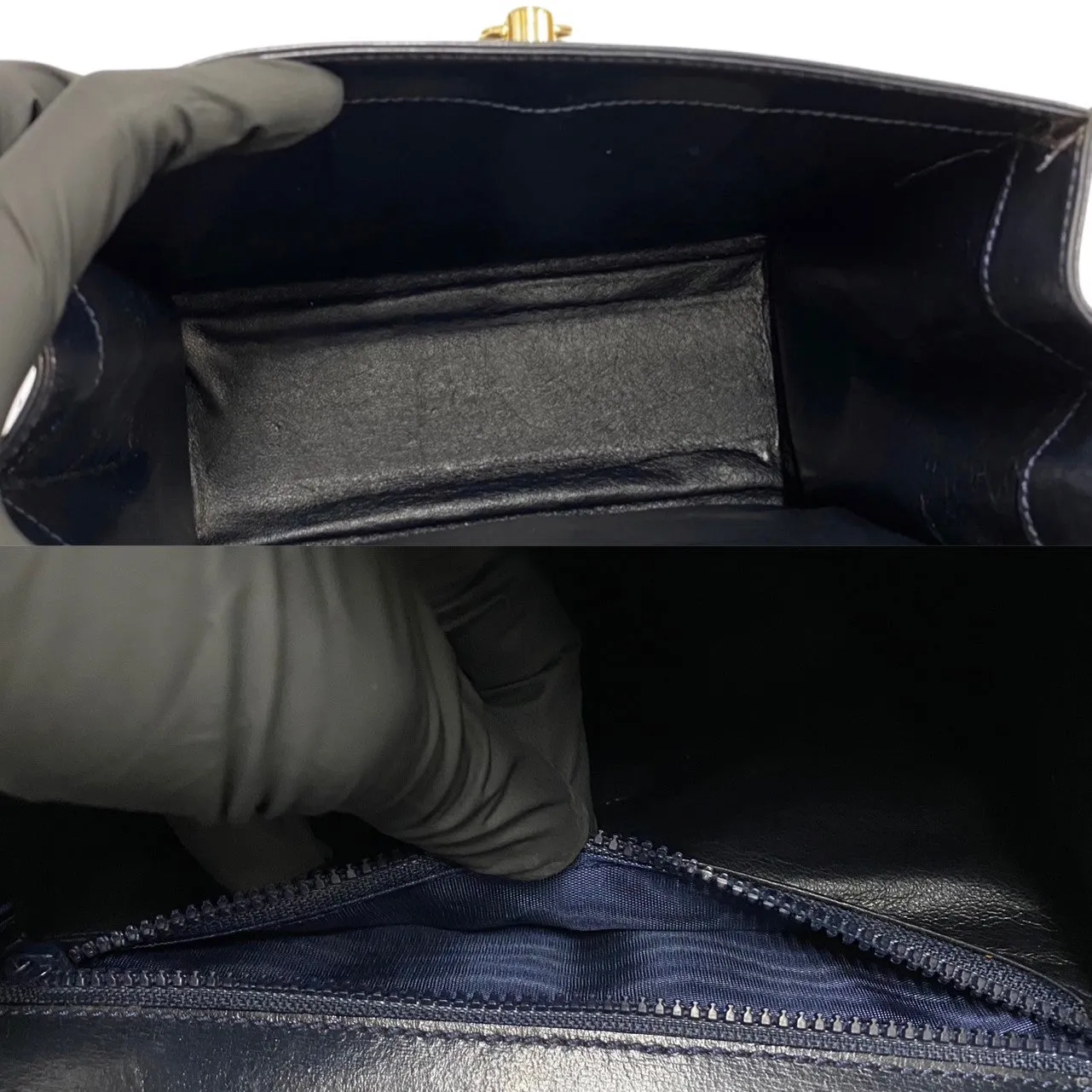 CELINE Shoulder Bag Calfskin Navy