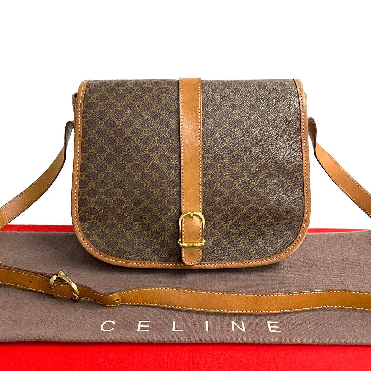 CELINE Shoulder Bag leather Brown