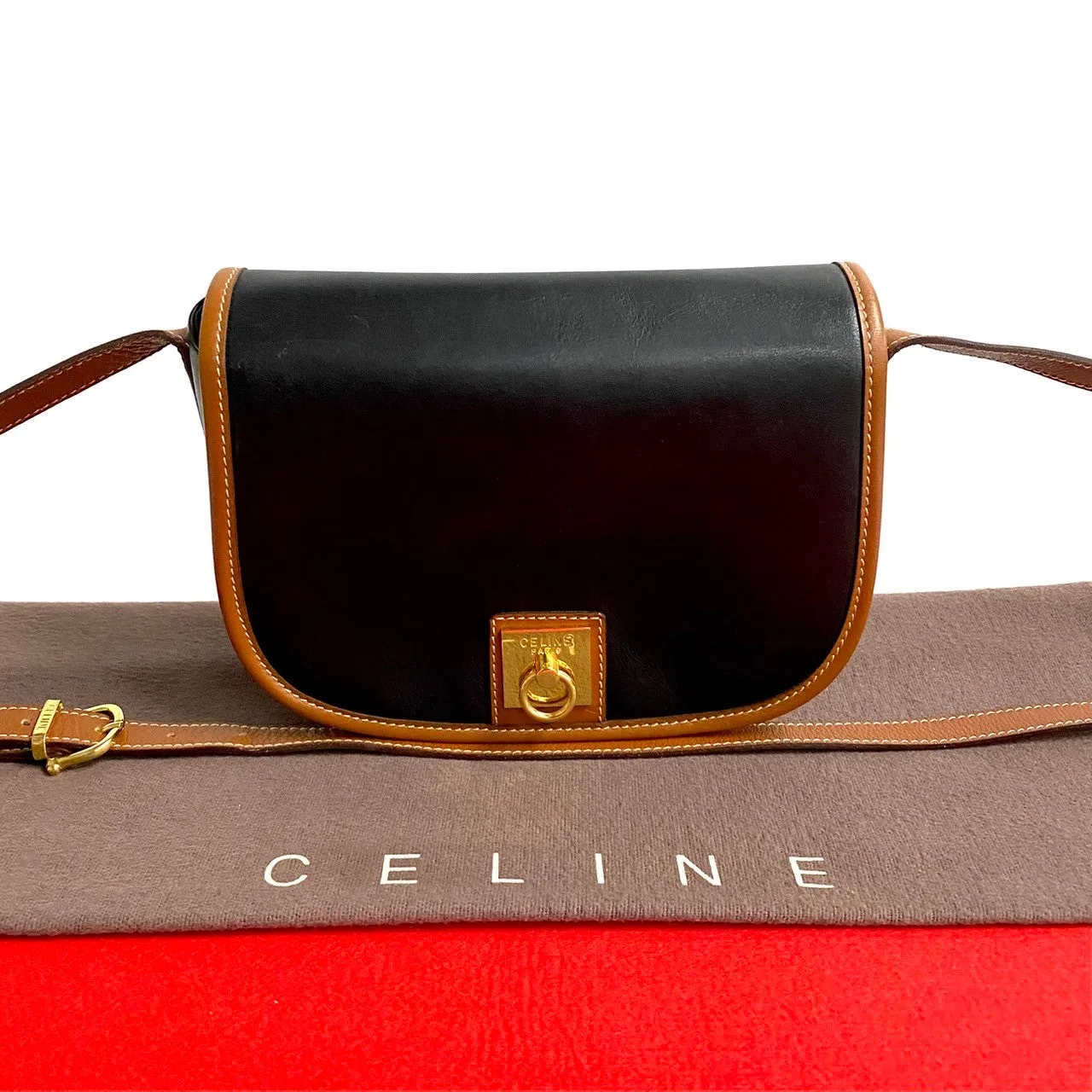 CELINE Shoulder Bag leather Brown