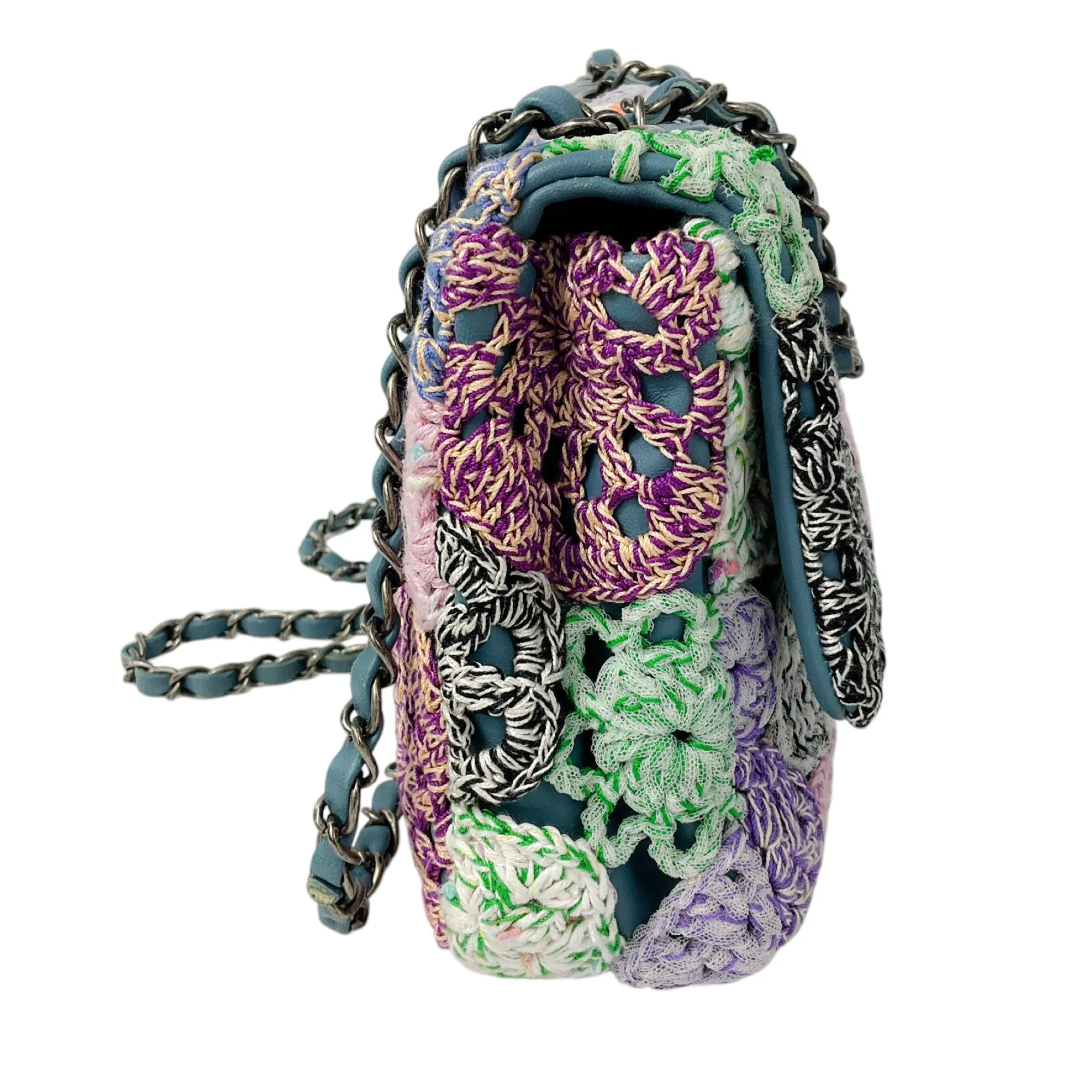 Chanel Blue Multi Paris-Seoul Crochet and Lambskin Medium Flap Bag