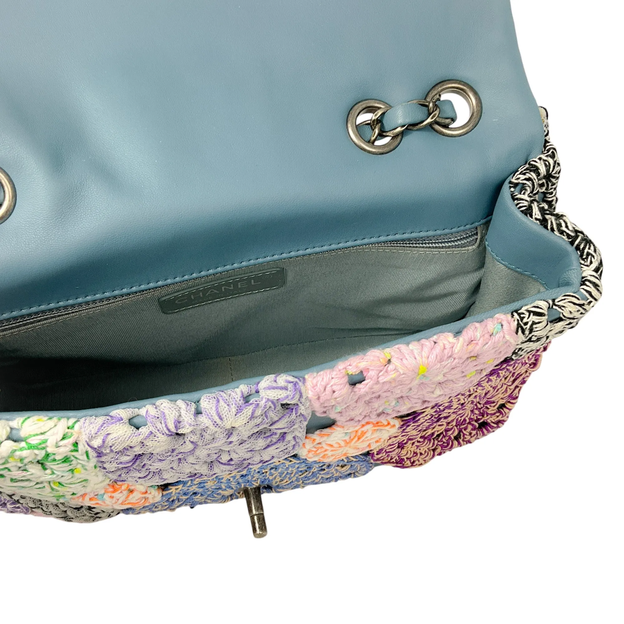 Chanel Blue Multi Paris-Seoul Crochet and Lambskin Medium Flap Bag