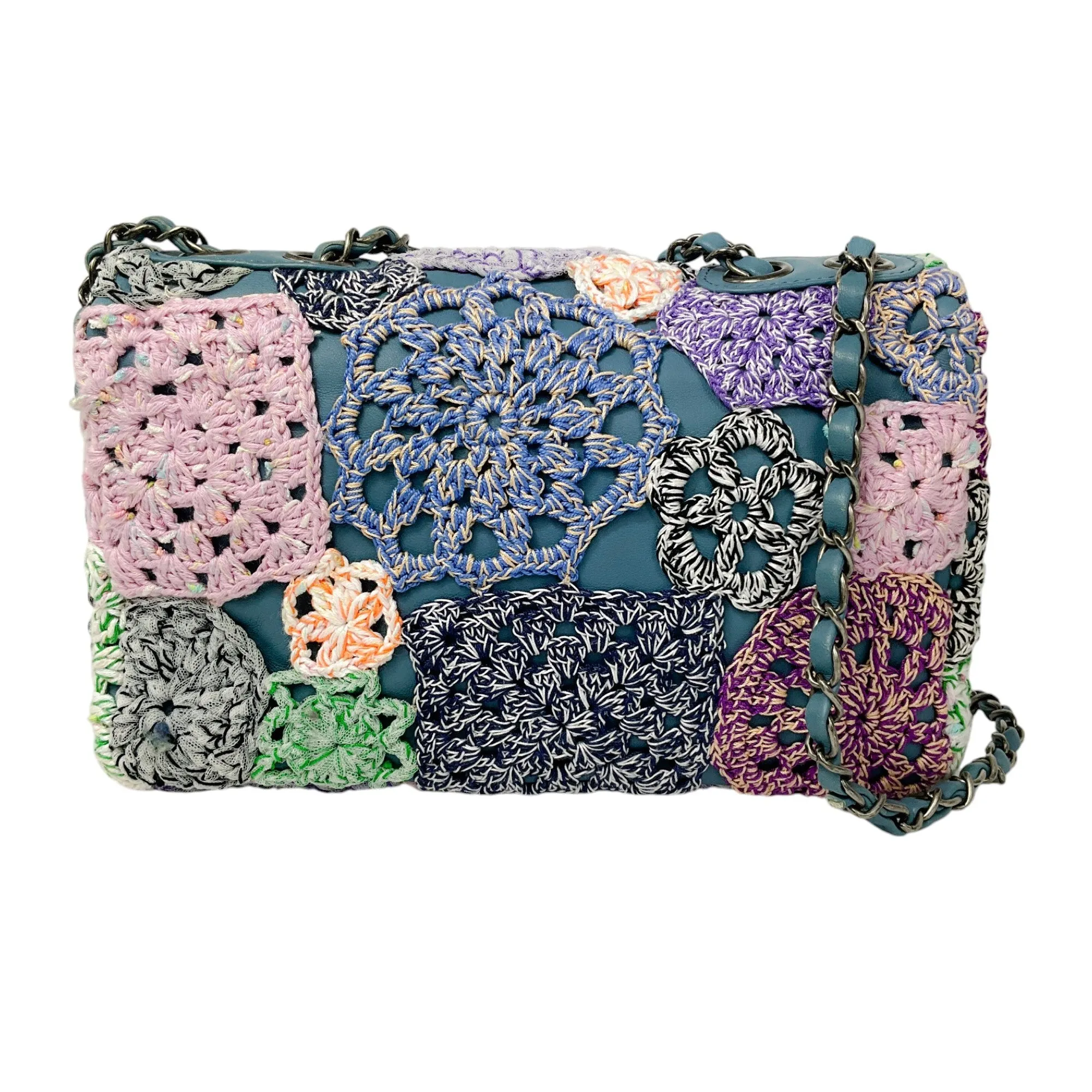 Chanel Blue Multi Paris-Seoul Crochet and Lambskin Medium Flap Bag
