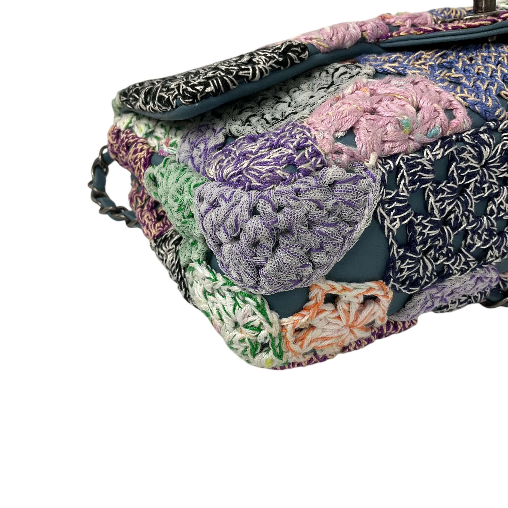 Chanel Blue Multi Paris-Seoul Crochet and Lambskin Medium Flap Bag