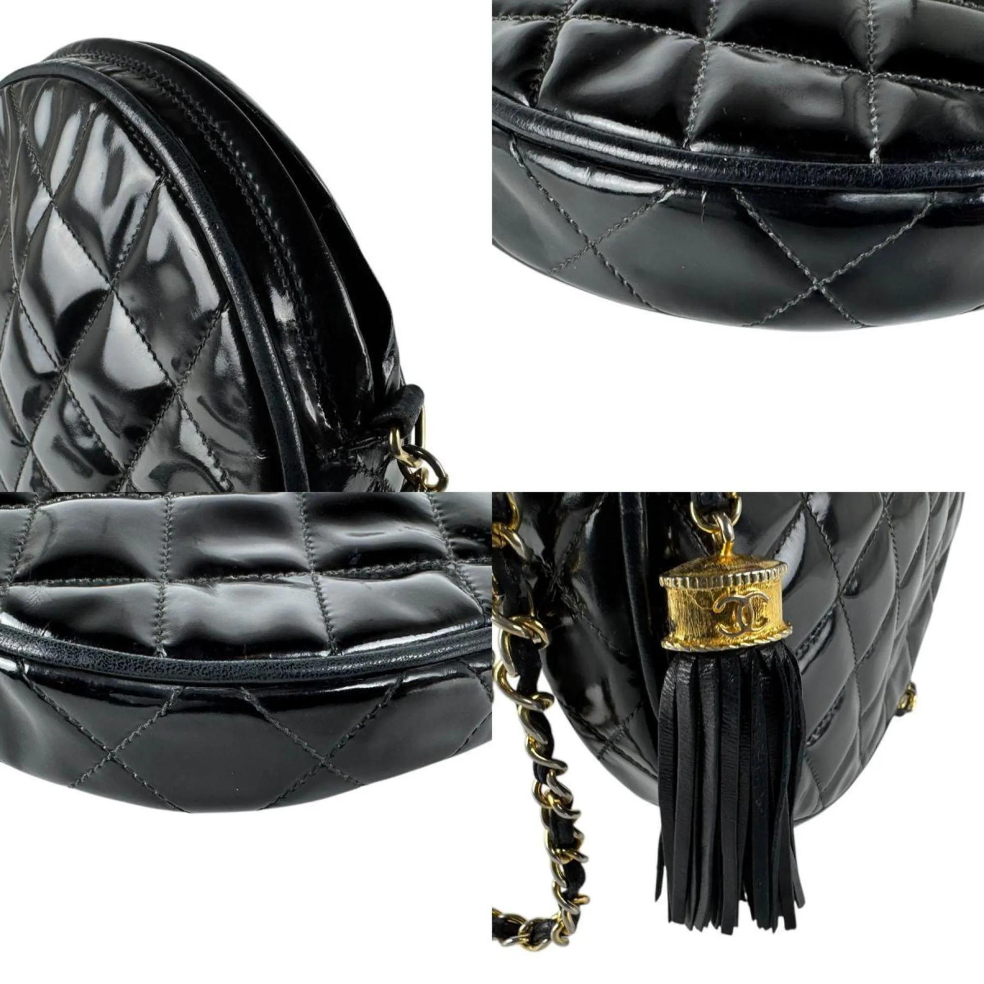 Chanel gold Patent Leather Metal Shoulder Bag (Pre-Owned)