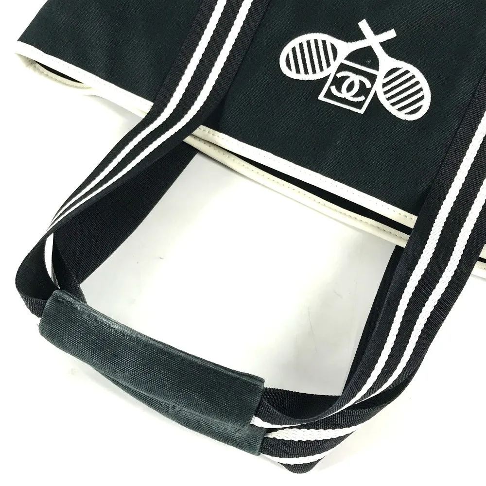 CHANEL Shoulder Bag canvas black Tennis Sports CC COCO Mark