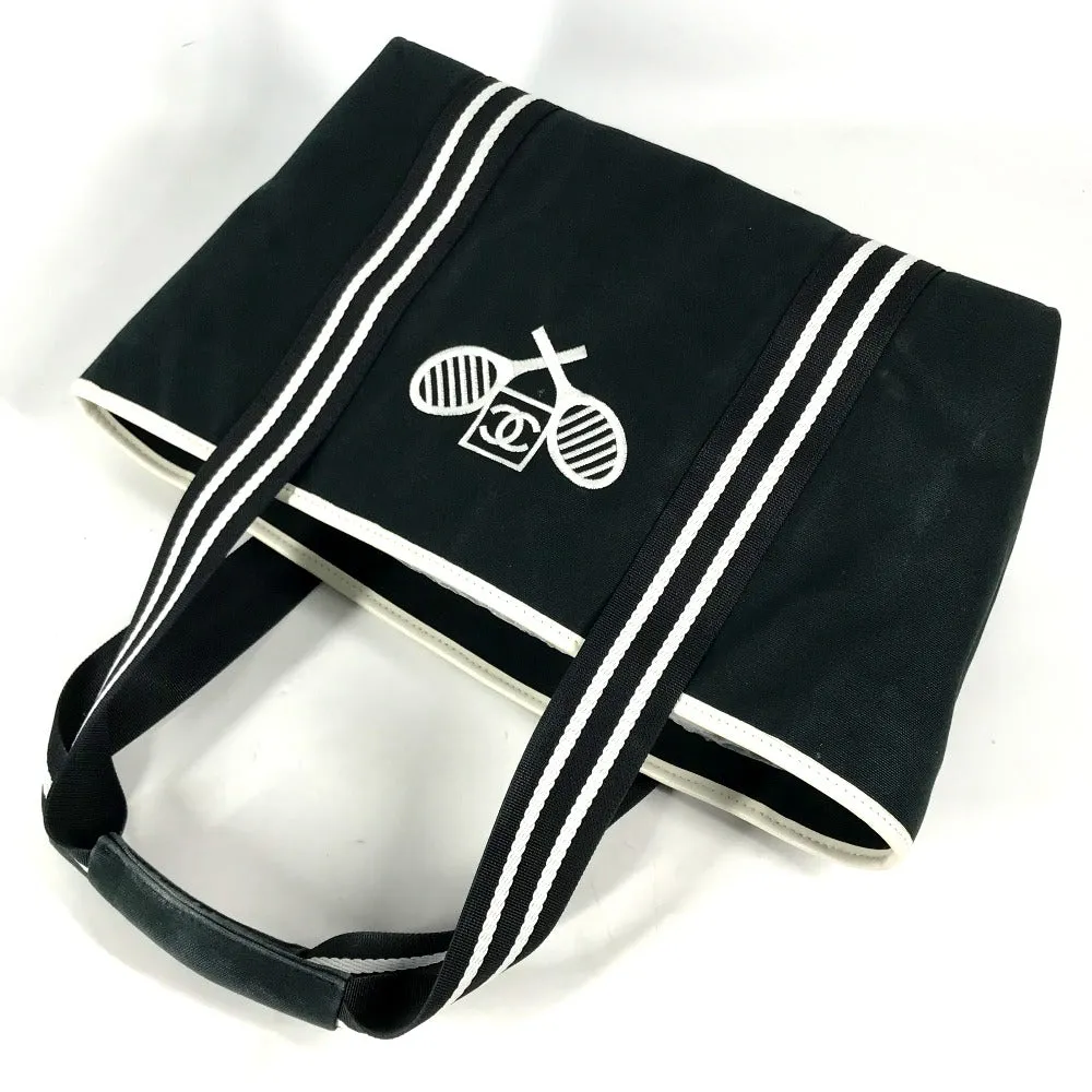 CHANEL Shoulder Bag canvas black Tennis Sports CC COCO Mark