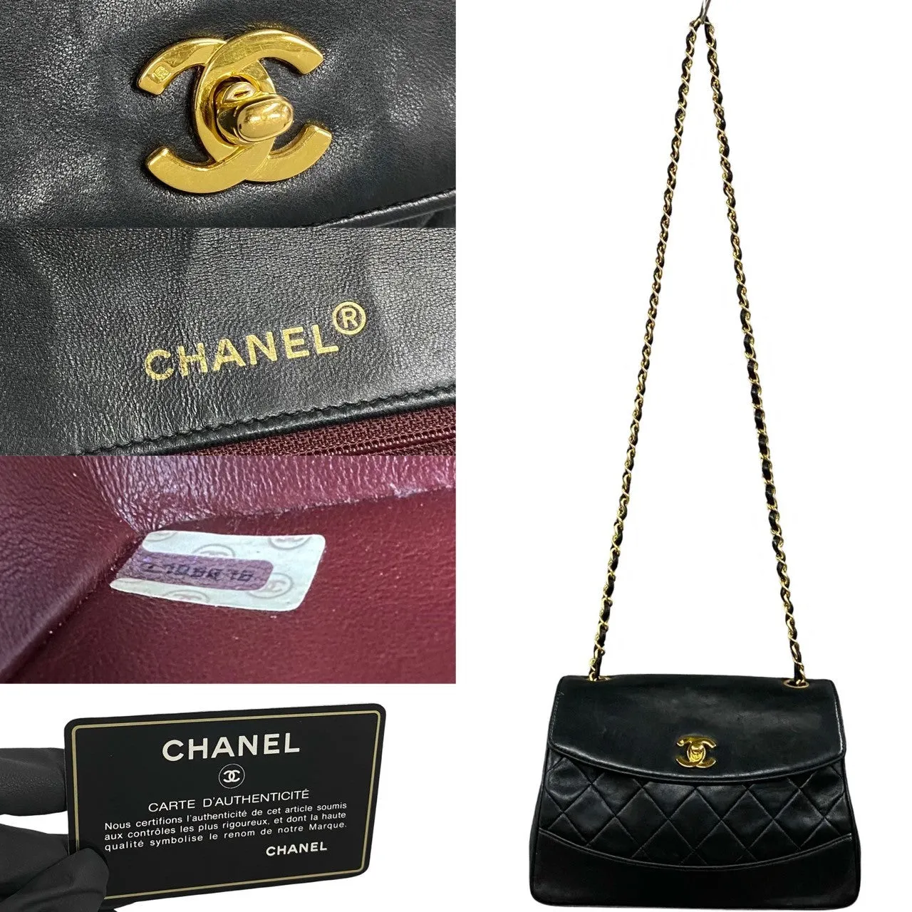 CHANEL Shoulder Bag lambskin black Matrasse