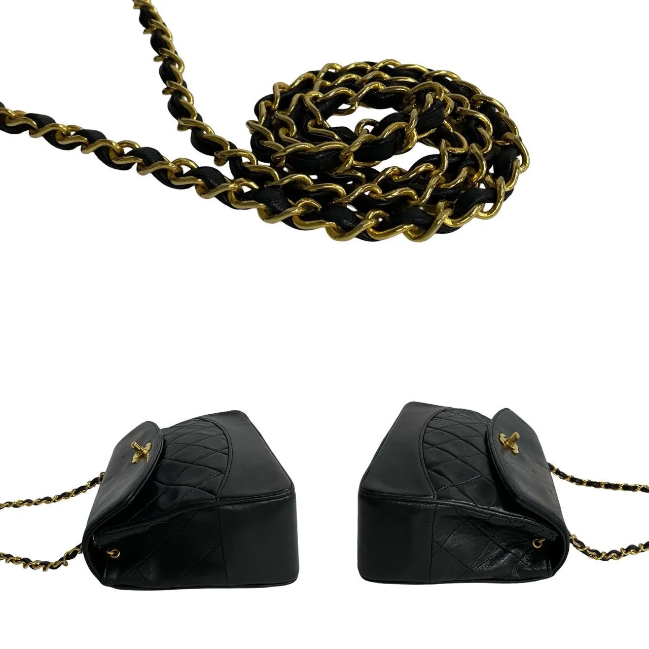 CHANEL Shoulder Bag lambskin black Matrasse