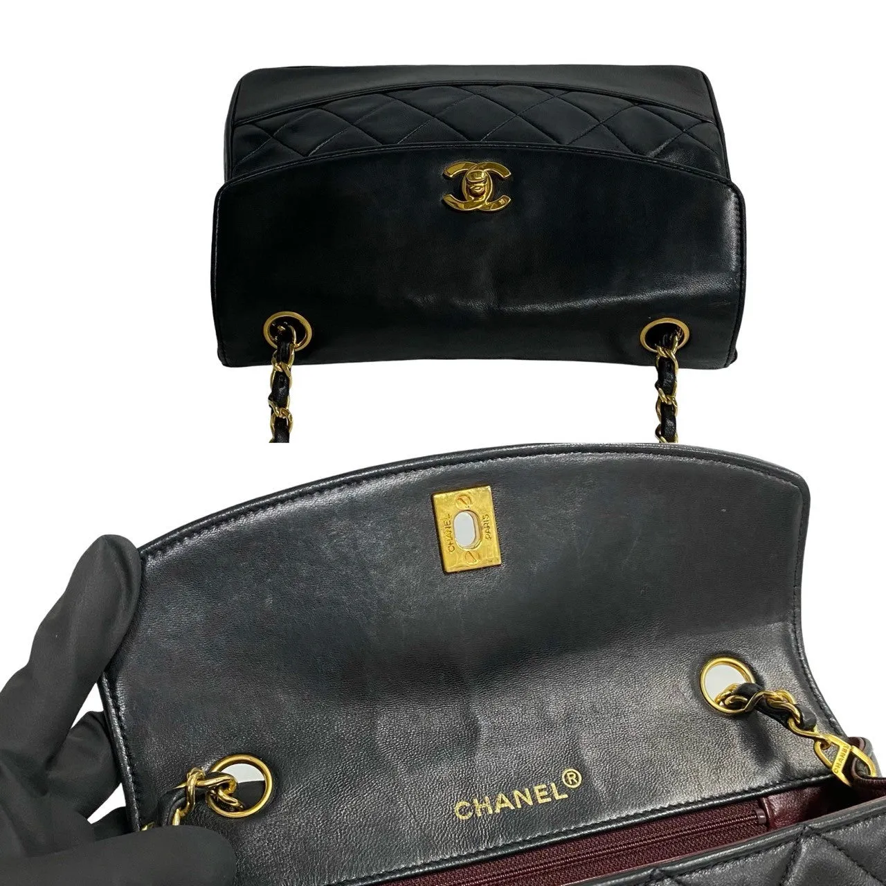 CHANEL Shoulder Bag lambskin black Matrasse