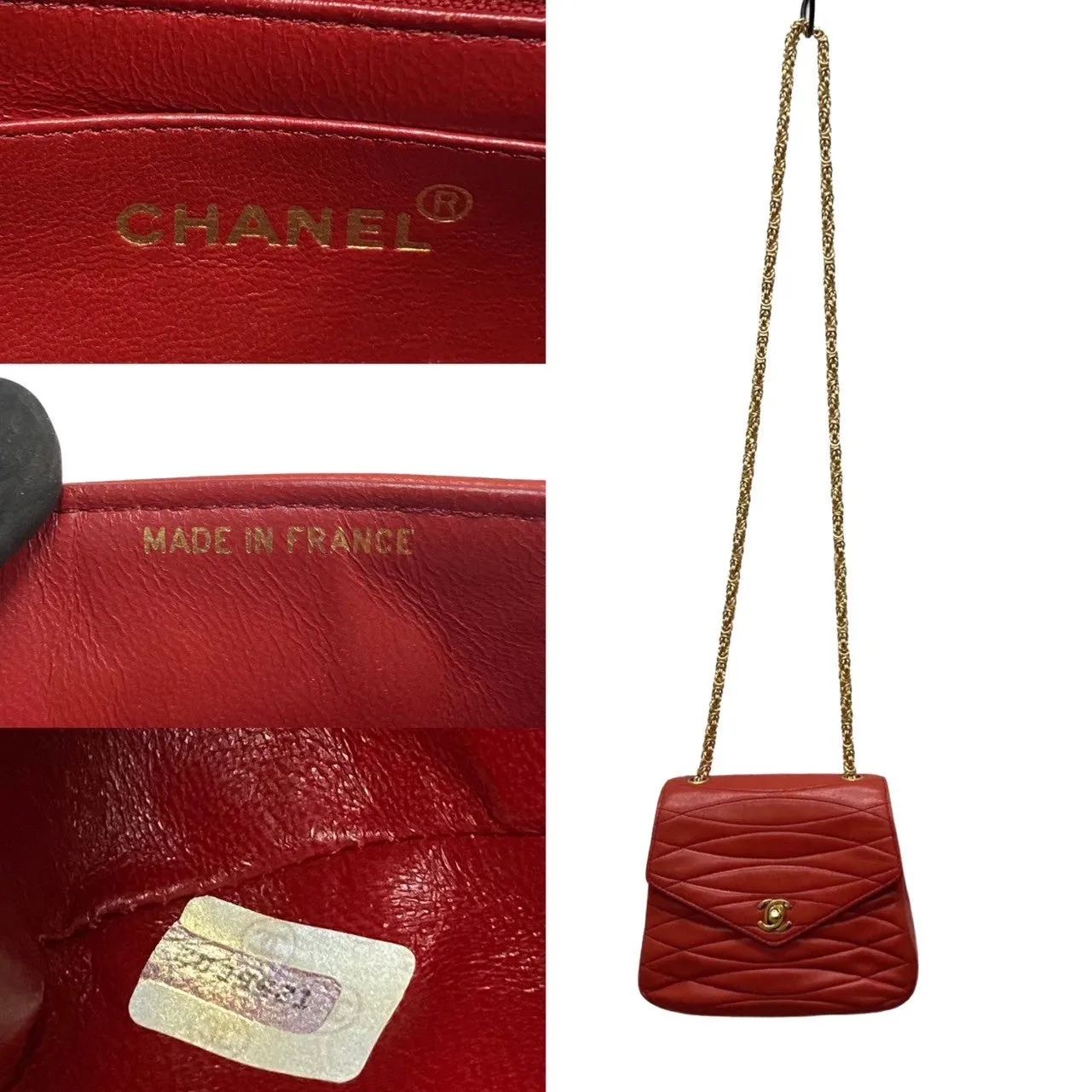 CHANEL Shoulder Bag lambskin Red
