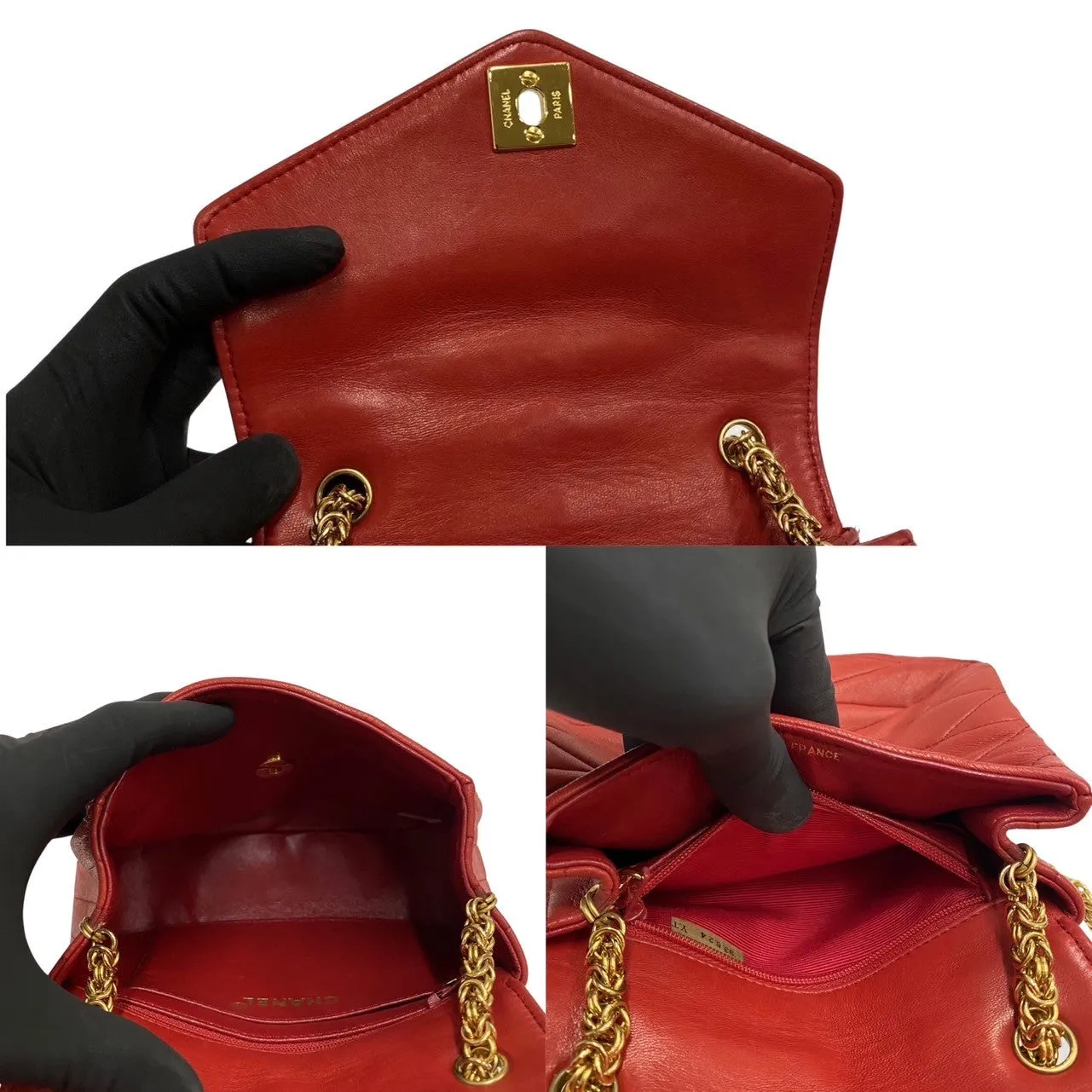 CHANEL Shoulder Bag lambskin Red