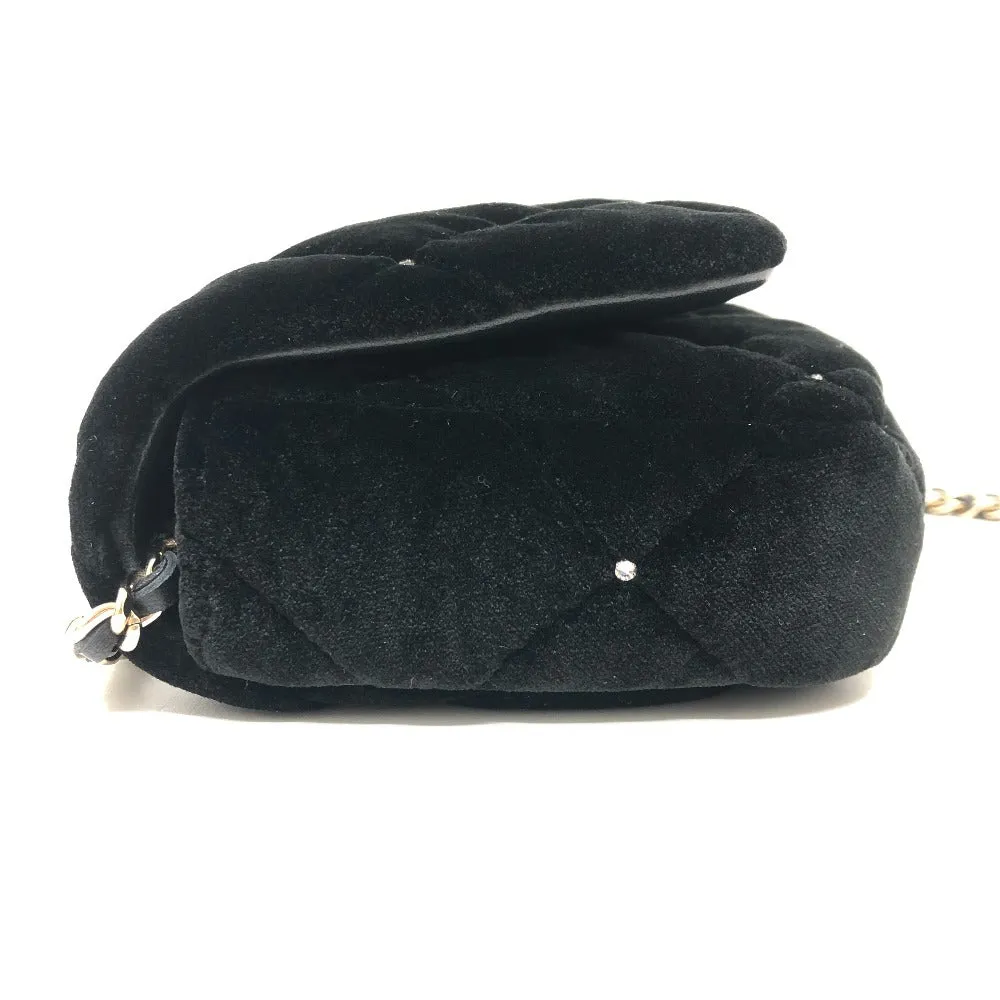 CHANEL Shoulder Bag Velor black Velour Matelasse