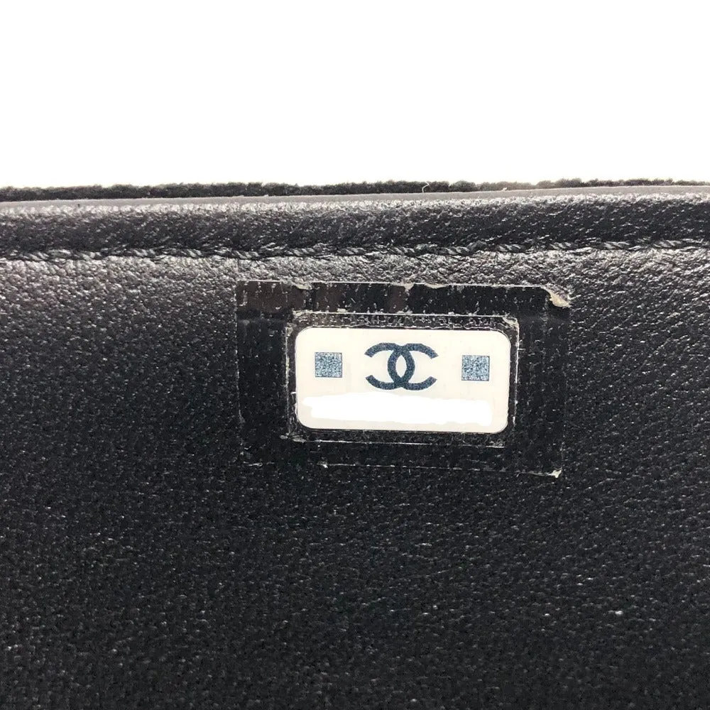 CHANEL Shoulder Bag Velor black Velour Matelasse