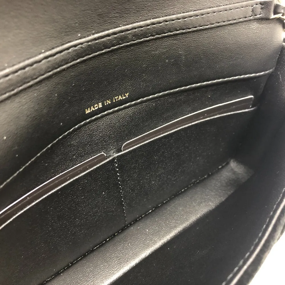 CHANEL Shoulder Bag Velor black Velour Matelasse