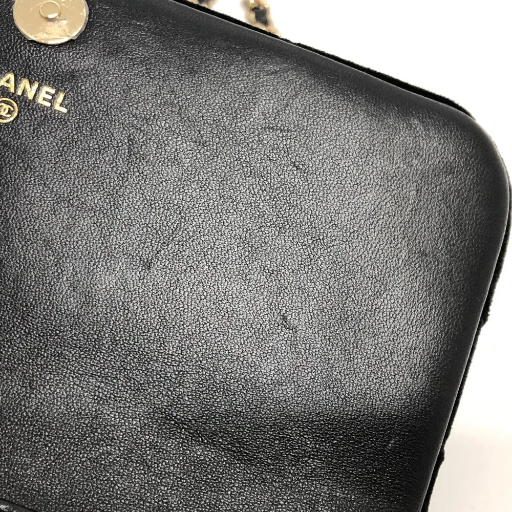 CHANEL Shoulder Bag Velor black Velour Matelasse