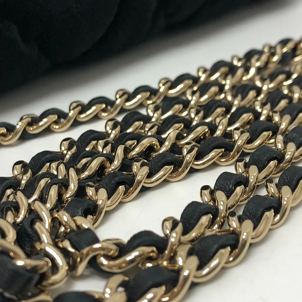 CHANEL Shoulder Bag Velor black Velour Matelasse