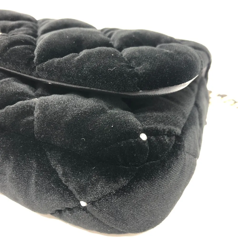 CHANEL Shoulder Bag Velor black Velour Matelasse