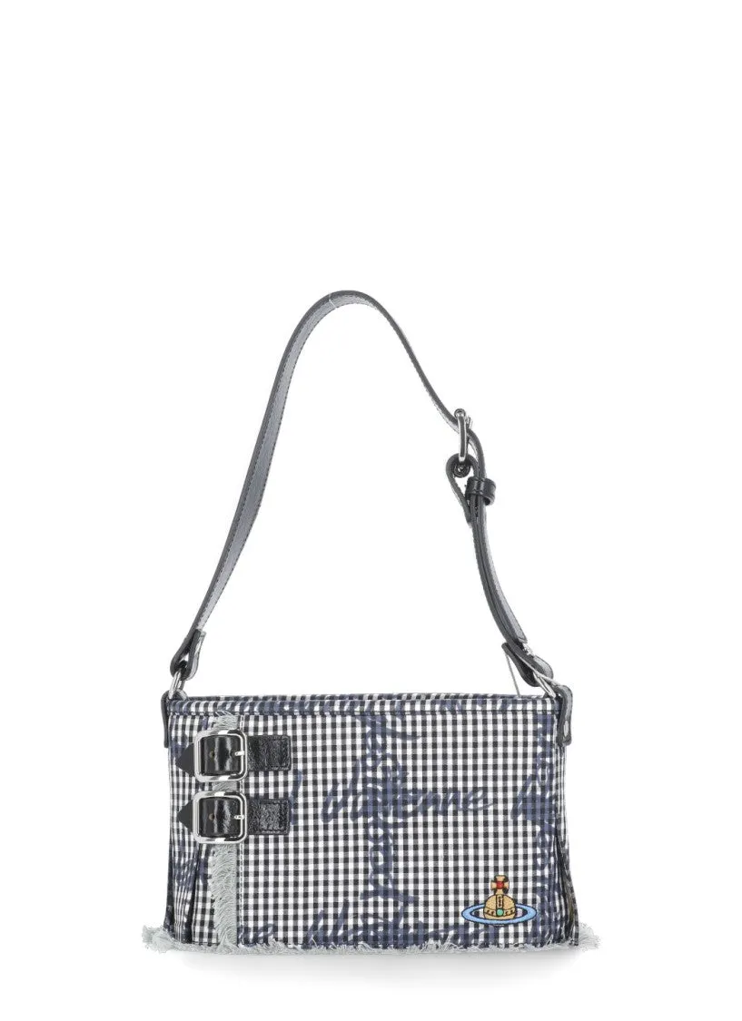 Check Pattern Cotton Shoulder Bag