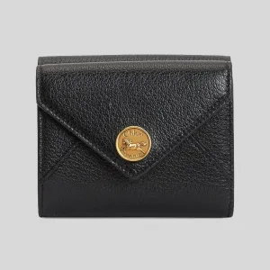 CHLOE Small Envelope Trifold Wallet In Grained Leather Black CHC25SP543O93
