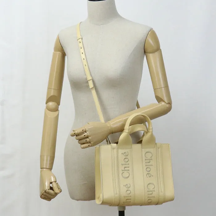 Chloe Woody Small Tote Shoulder Bag leather yellow Women