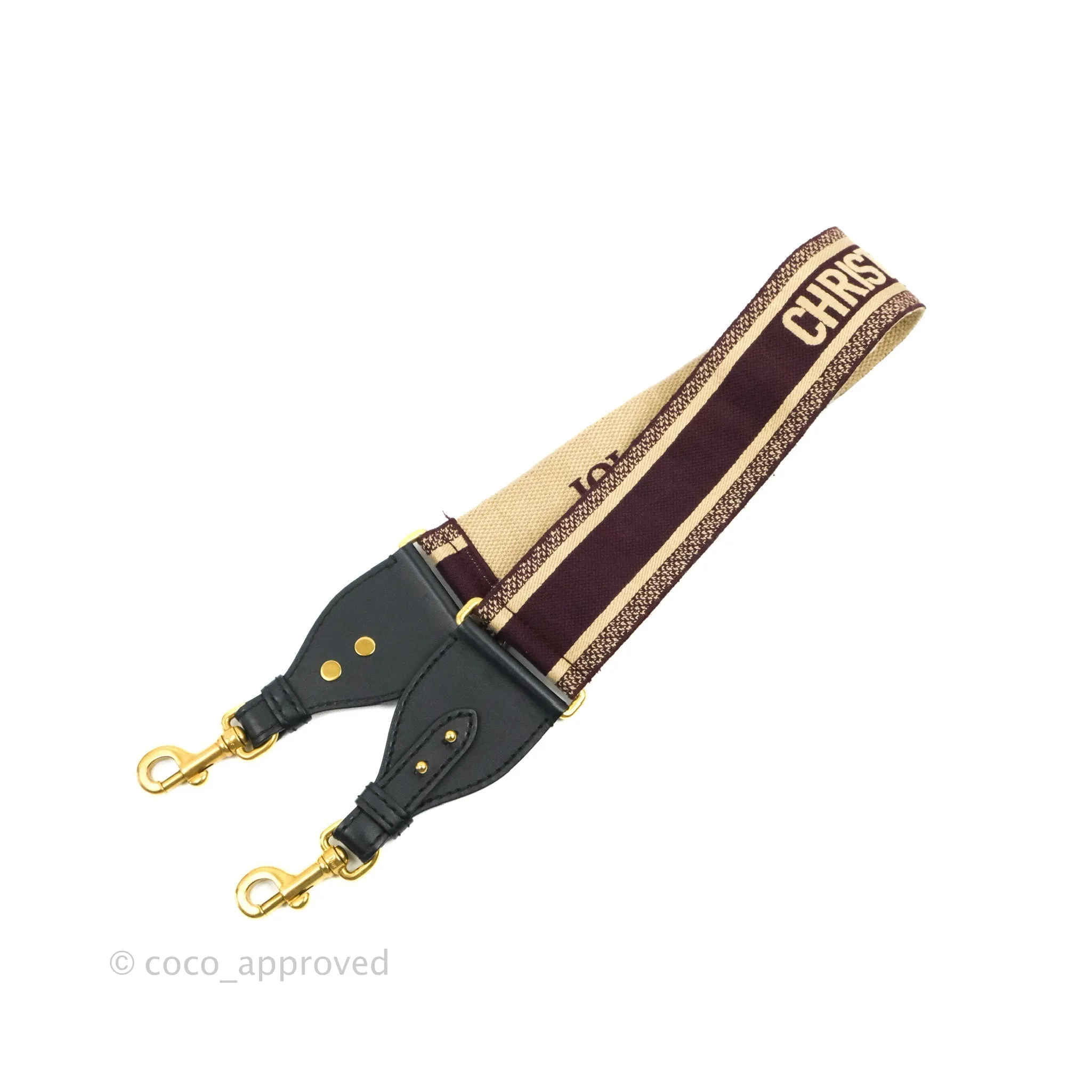 Christian Dior 'Christian Dior Paris' Embroidery Shoulder Strap Burgundy