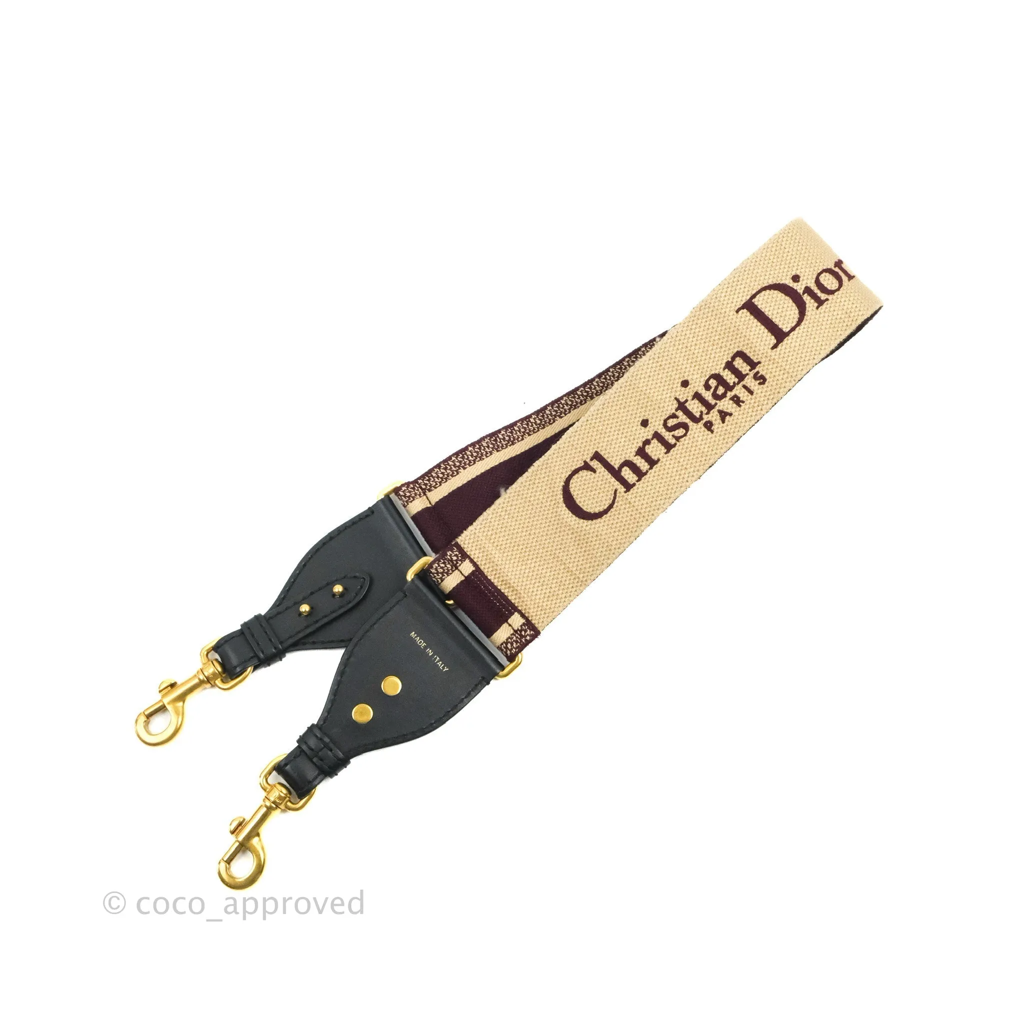 Christian Dior 'Christian Dior Paris' Embroidery Shoulder Strap Burgundy