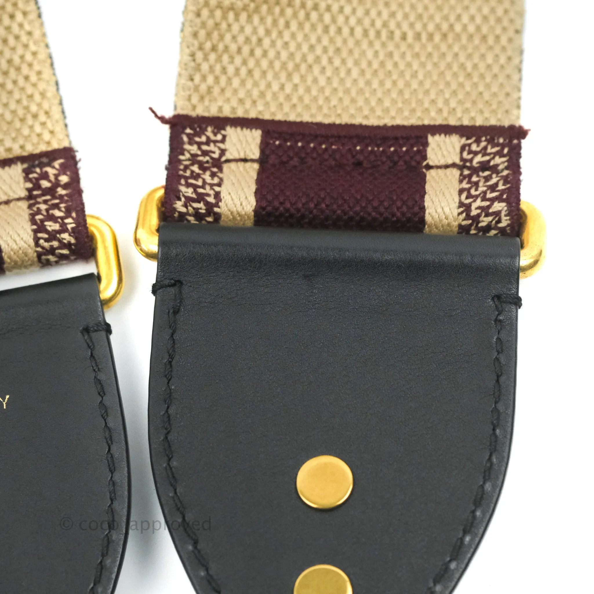 Christian Dior 'Christian Dior Paris' Embroidery Shoulder Strap Burgundy
