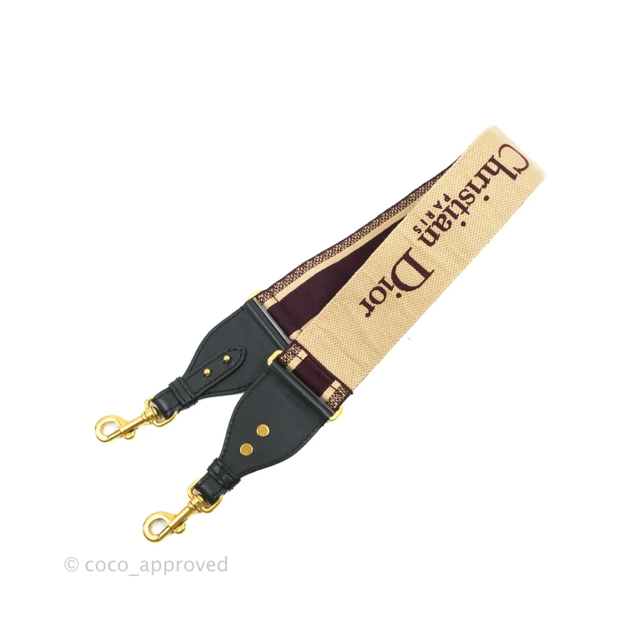 Christian Dior 'Christian Dior Paris' Embroidery Shoulder Strap Burgundy