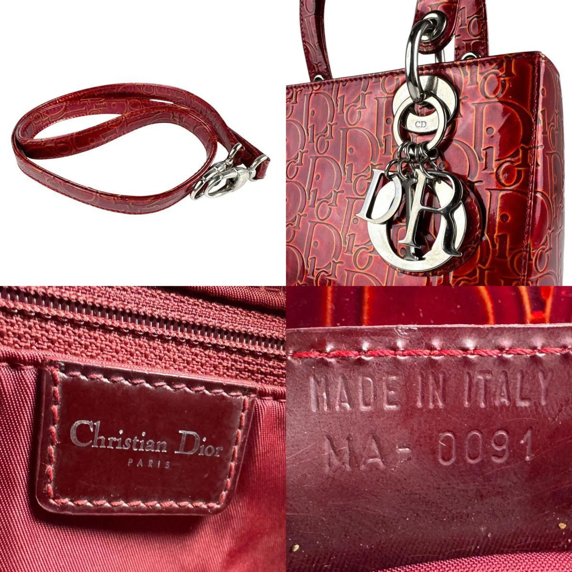 Christian Dior Lady Dior Patent Leather Handbag Shoulder Bag (Pre-Owned)