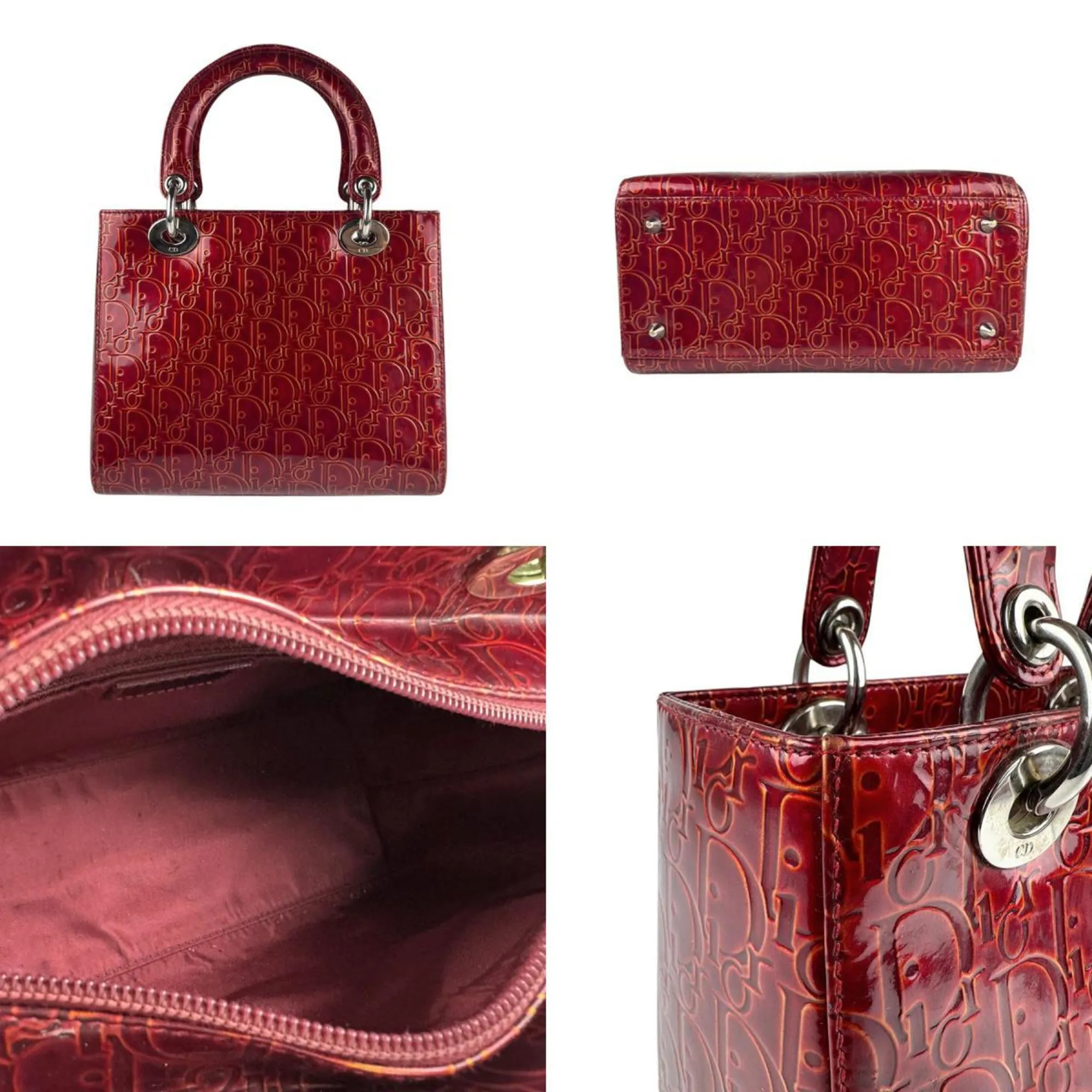Christian Dior Lady Dior Patent Leather Handbag Shoulder Bag (Pre-Owned)
