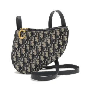 Christian Dior Navy Jacquard Leather Shoulder Bag (Pre-Owned)