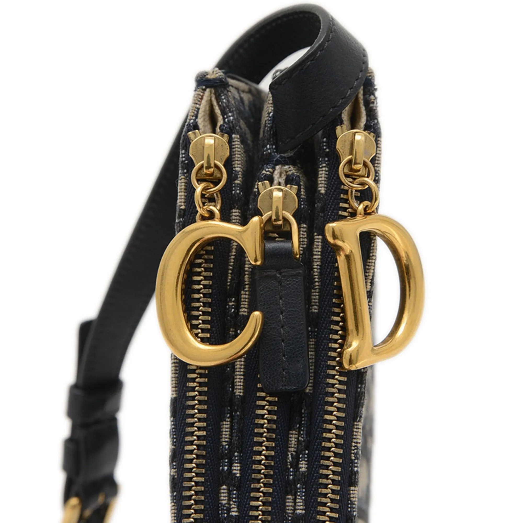 Christian Dior Navy Jacquard Leather Shoulder Bag (Pre-Owned)