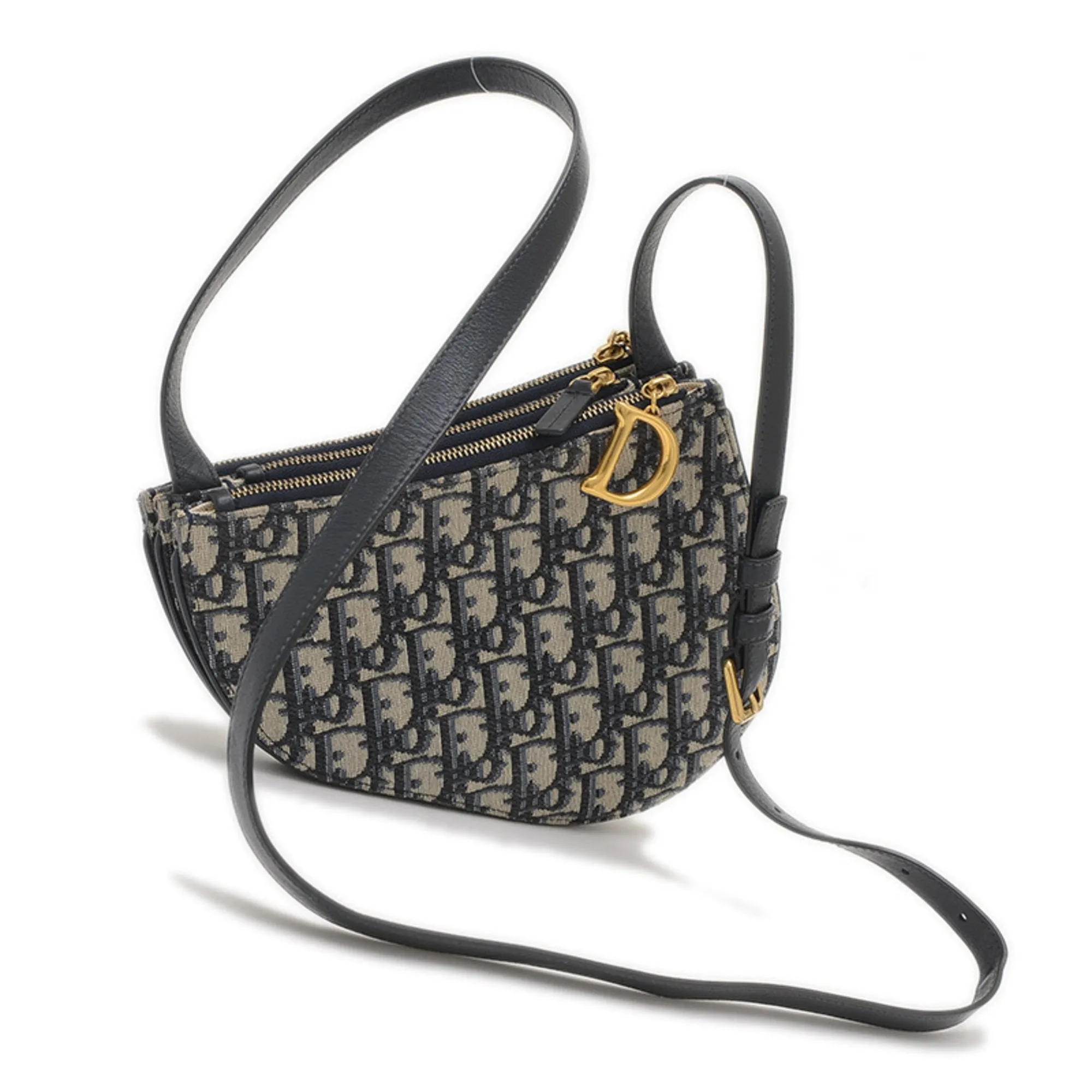 Christian Dior Navy Jacquard Leather Shoulder Bag (Pre-Owned)
