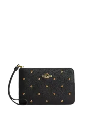 Coach Corner Zip Wristlet With Crystal
