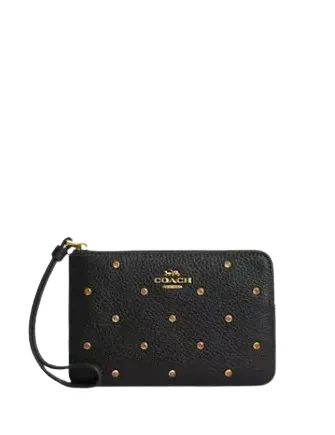 Coach Corner Zip Wristlet With Crystal