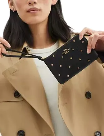 Coach Corner Zip Wristlet With Crystal