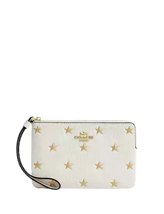 Coach Corner Zip Wristlet With Star Print