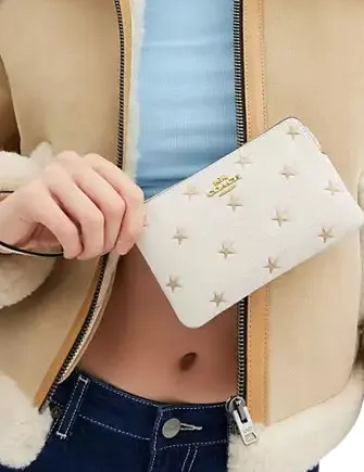 Coach Corner Zip Wristlet With Star Print