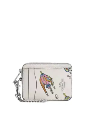 Coach Cosmic Coach Zip Card Case With Rocket Print