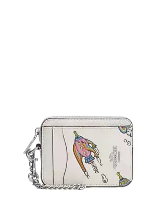 Coach Cosmic Coach Zip Card Case With Rocket Print