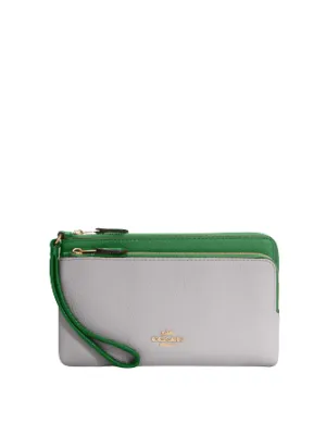 Coach Double Zip Wallet In Colorblock