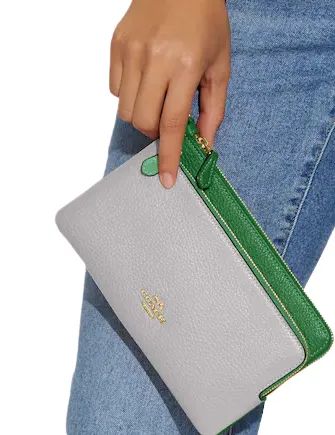 Coach Double Zip Wallet In Colorblock