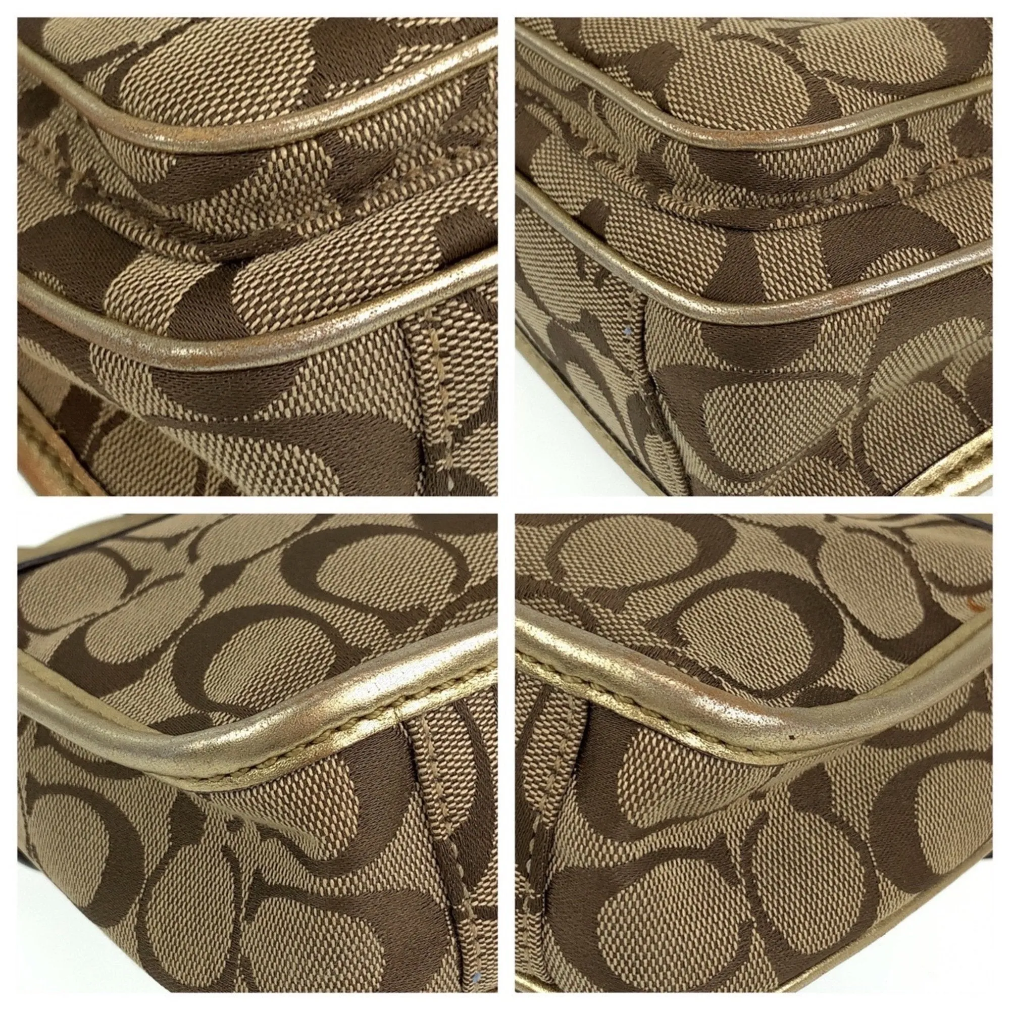 Coach gold Canvas Leather Pochette Shoulder Bag (Pre-Owned)