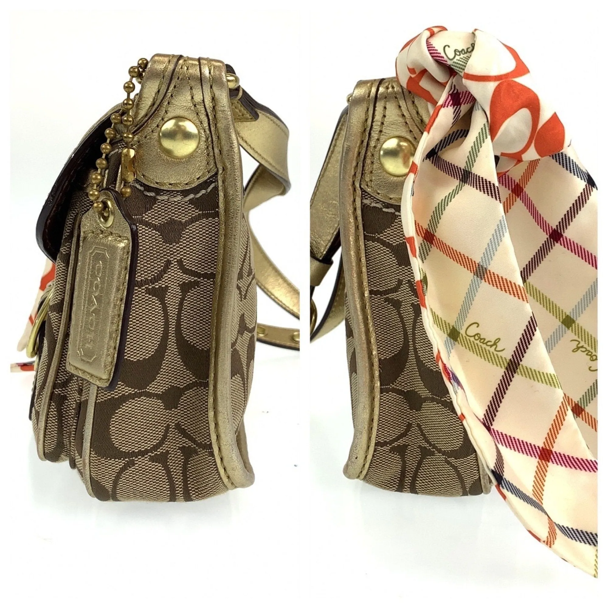 Coach gold Canvas Leather Pochette Shoulder Bag (Pre-Owned)
