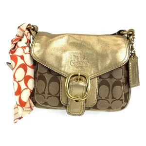 Coach gold Canvas Leather Pochette Shoulder Bag (Pre-Owned)