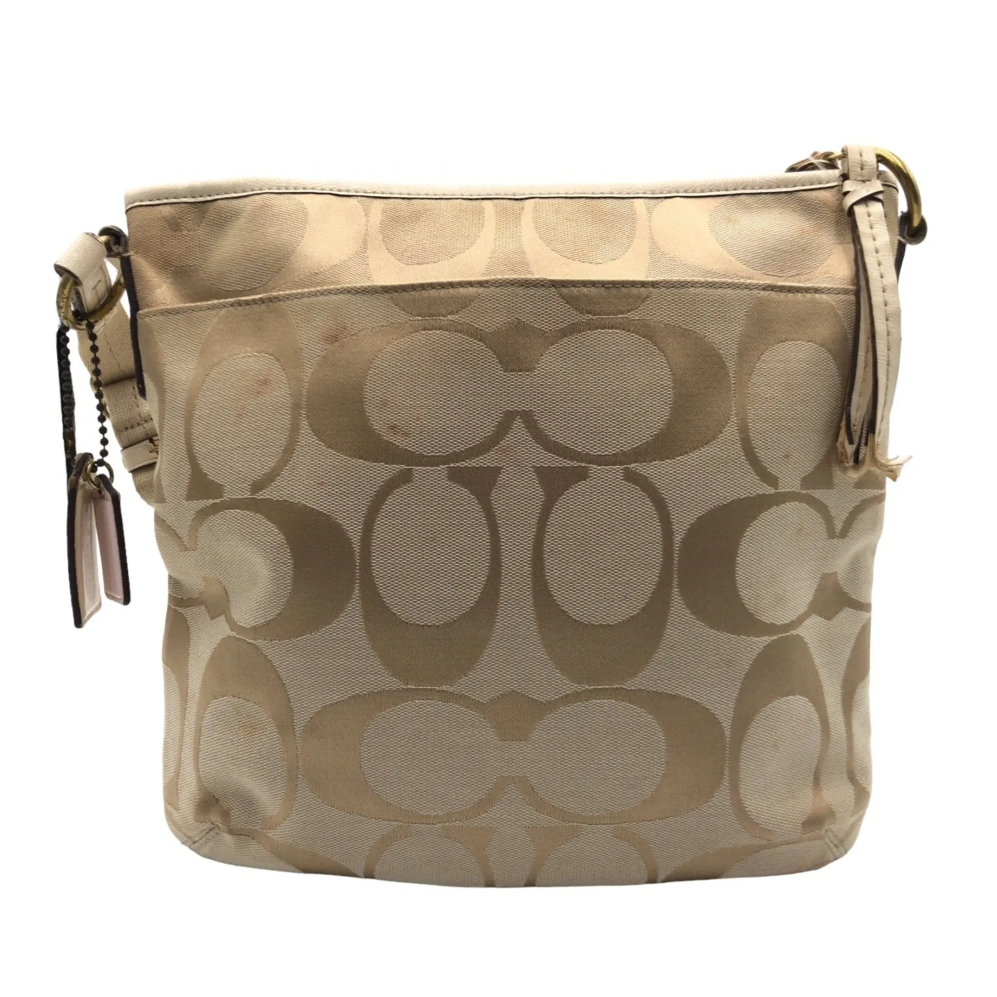 Coach ivory Signature Line Pochette Shoulder Bag (Pre-Owned)